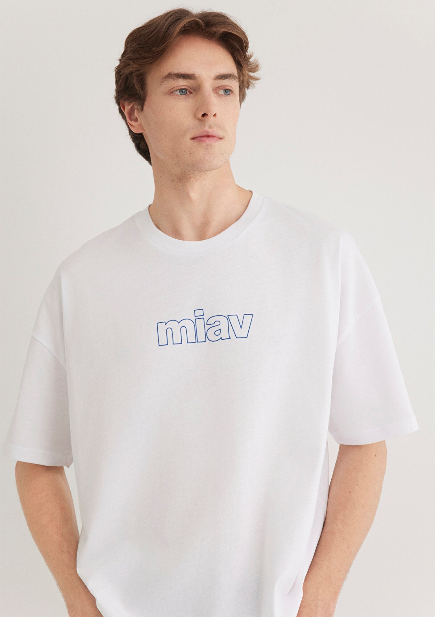 Miav Printed White Oversize T-Shirt