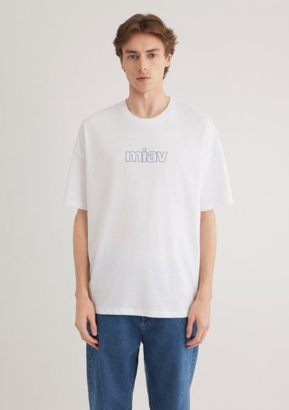 Miav Printed White Oversize T-Shirt