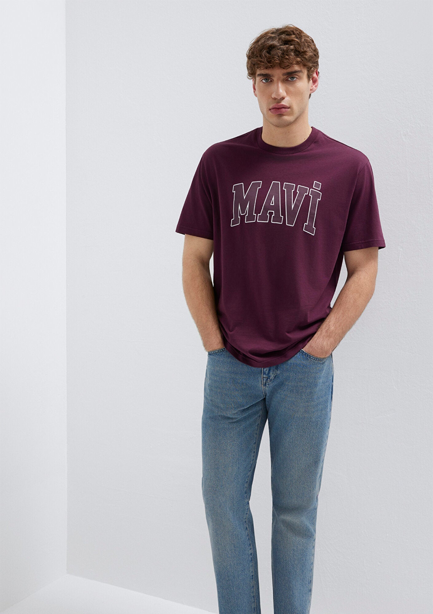 Mavi Logo Printed Burgundy T-Shirt