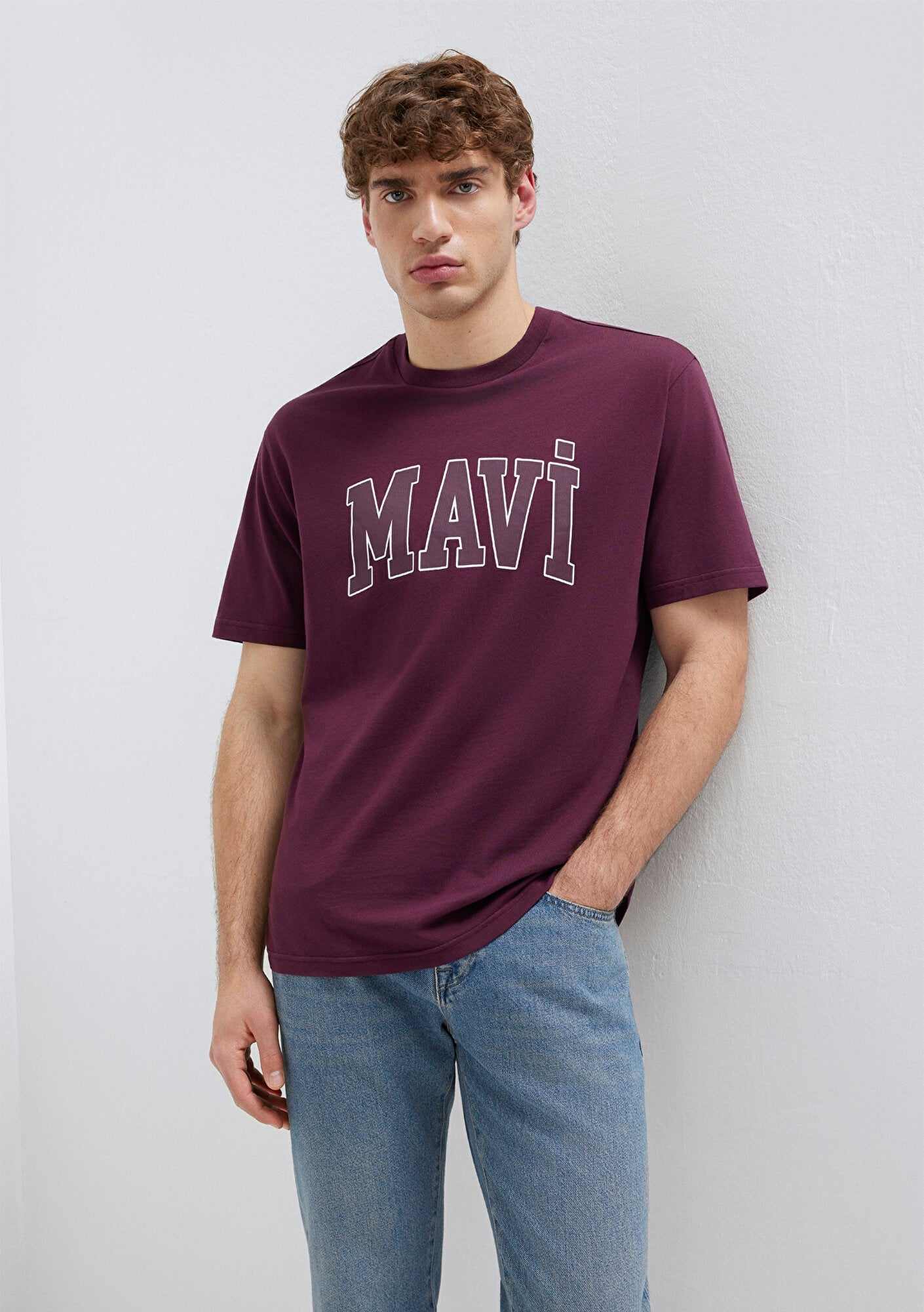 Mavi Logo Printed Burgundy T-Shirt