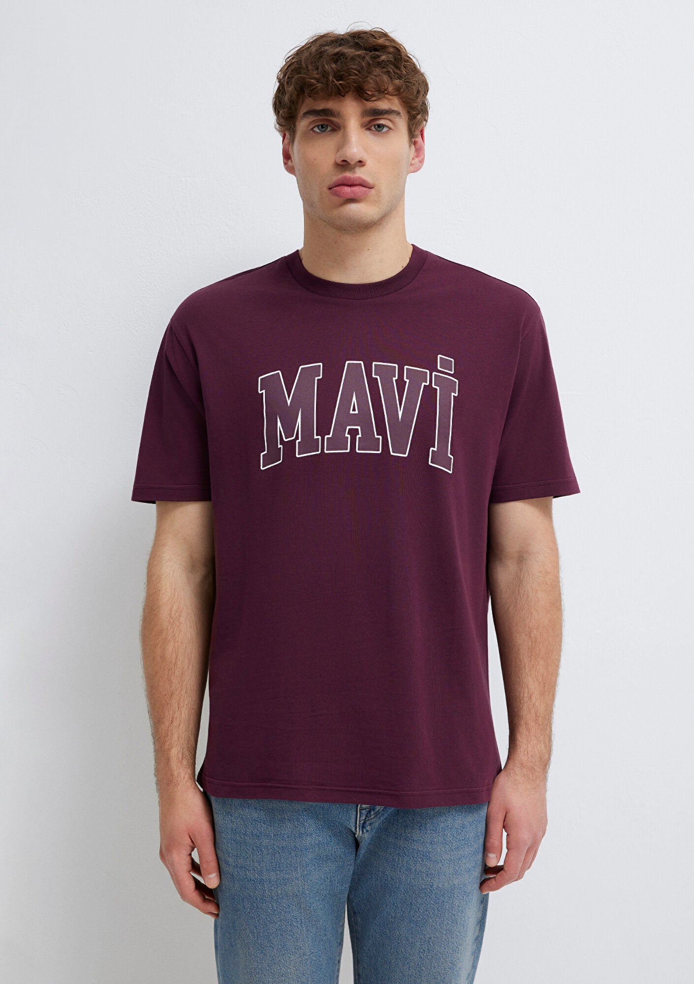 Mavi Logo Printed Burgundy T-Shirt