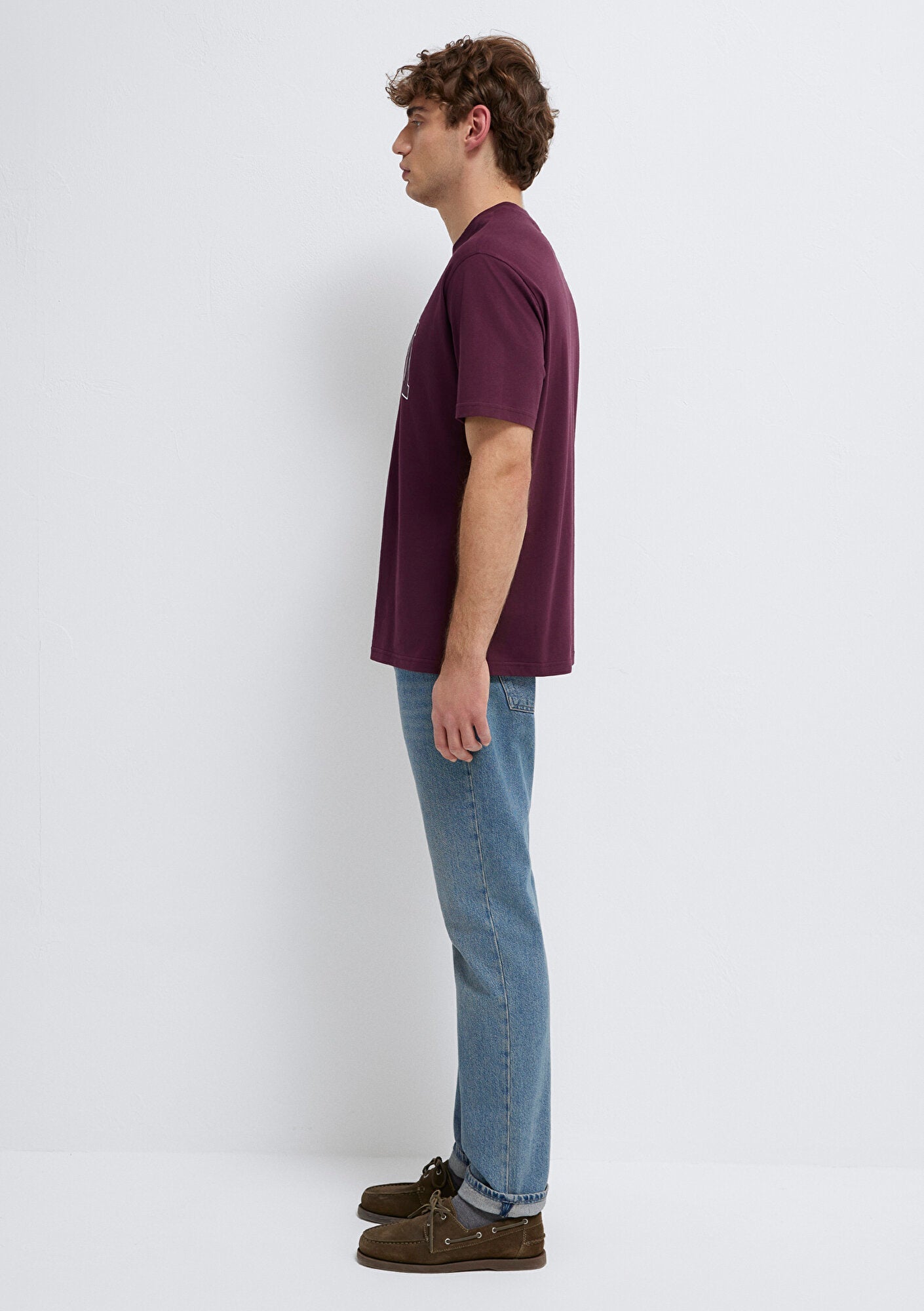 Mavi Logo Printed Burgundy T-Shirt