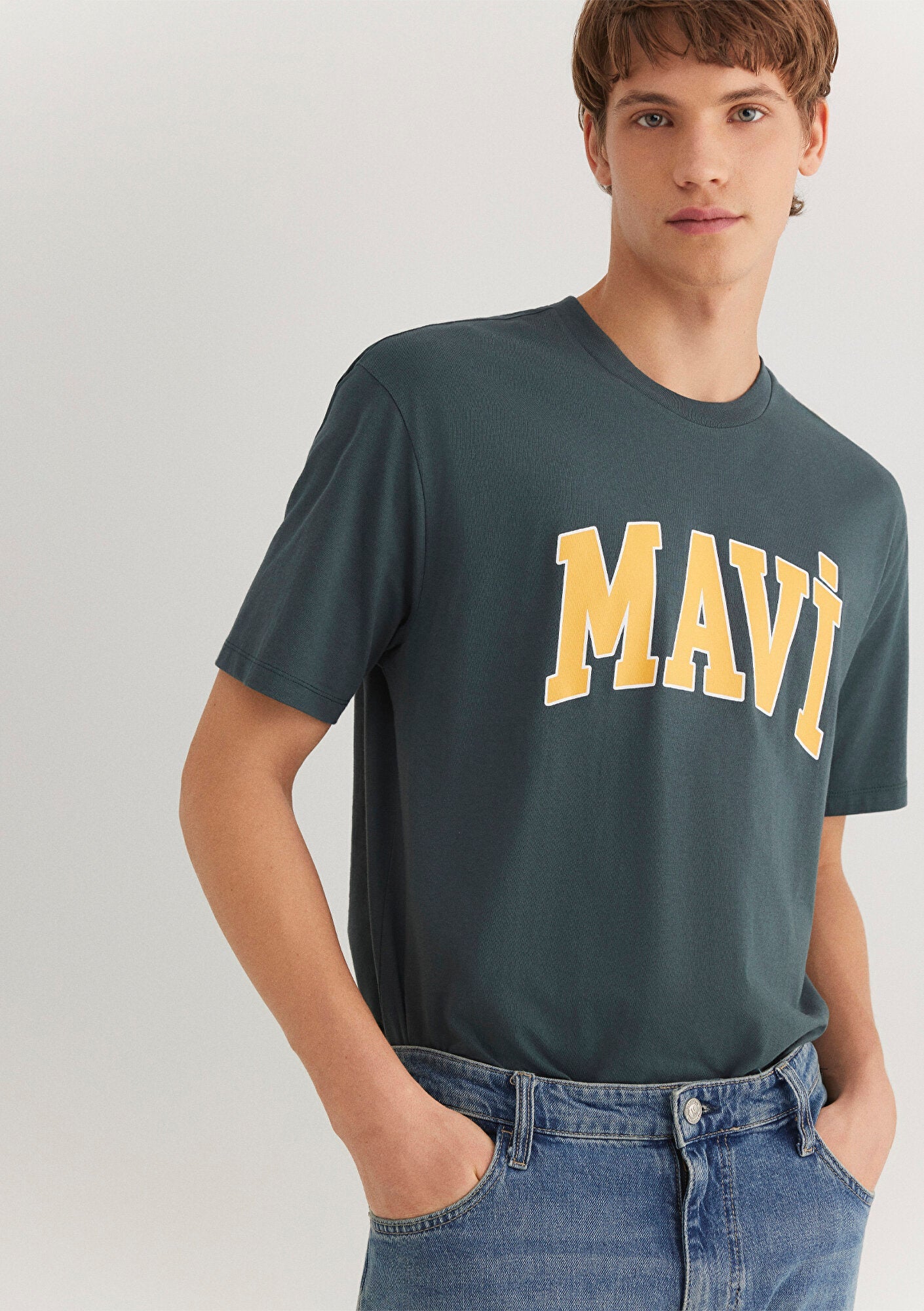 Blue Logo Printed Green T-Shirt