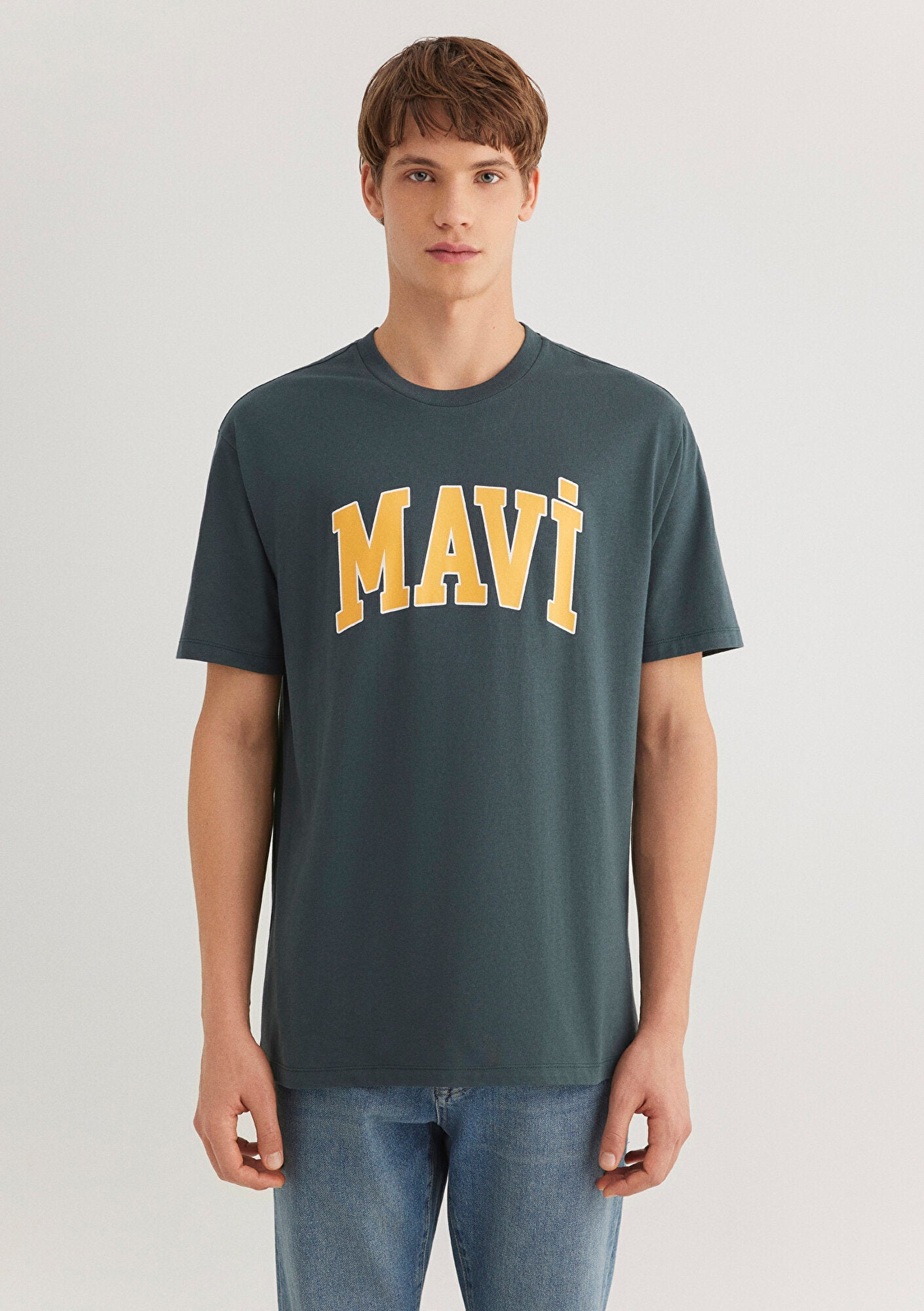 Blue Logo Printed Green T-Shirt