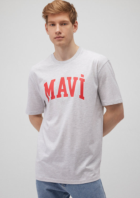 Mavi Logo Printed Grey T-Shirt