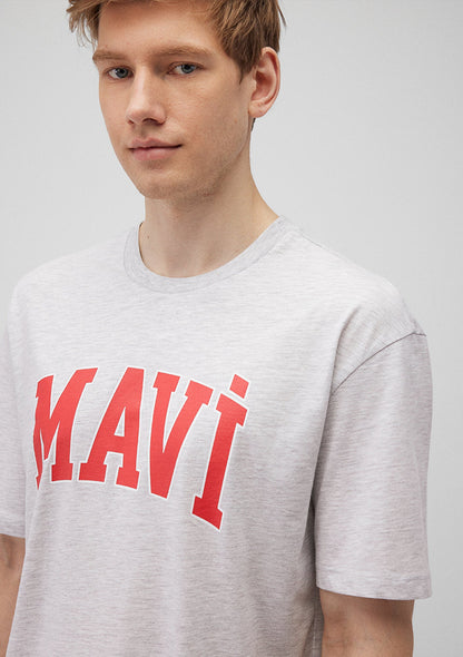 Mavi Logo Printed Grey T-Shirt
