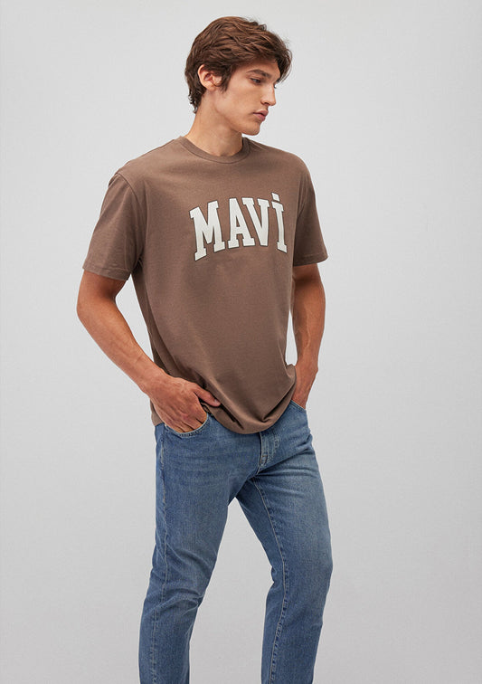 Mavi Logo Printed Brown T-Shirt