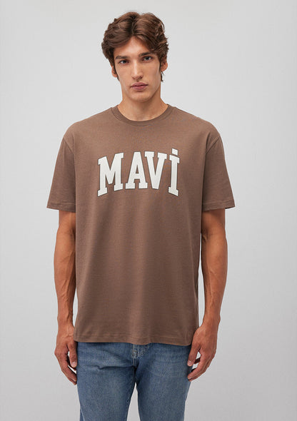 Mavi Logo Printed Brown T-Shirt