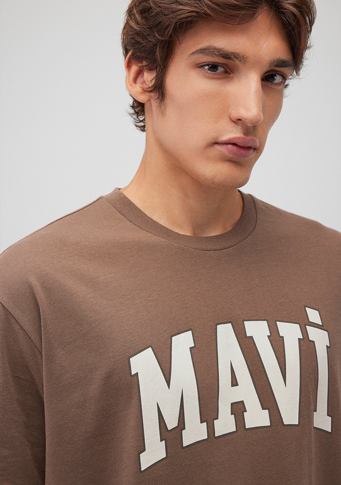 Mavi Logo Printed Brown T-Shirt