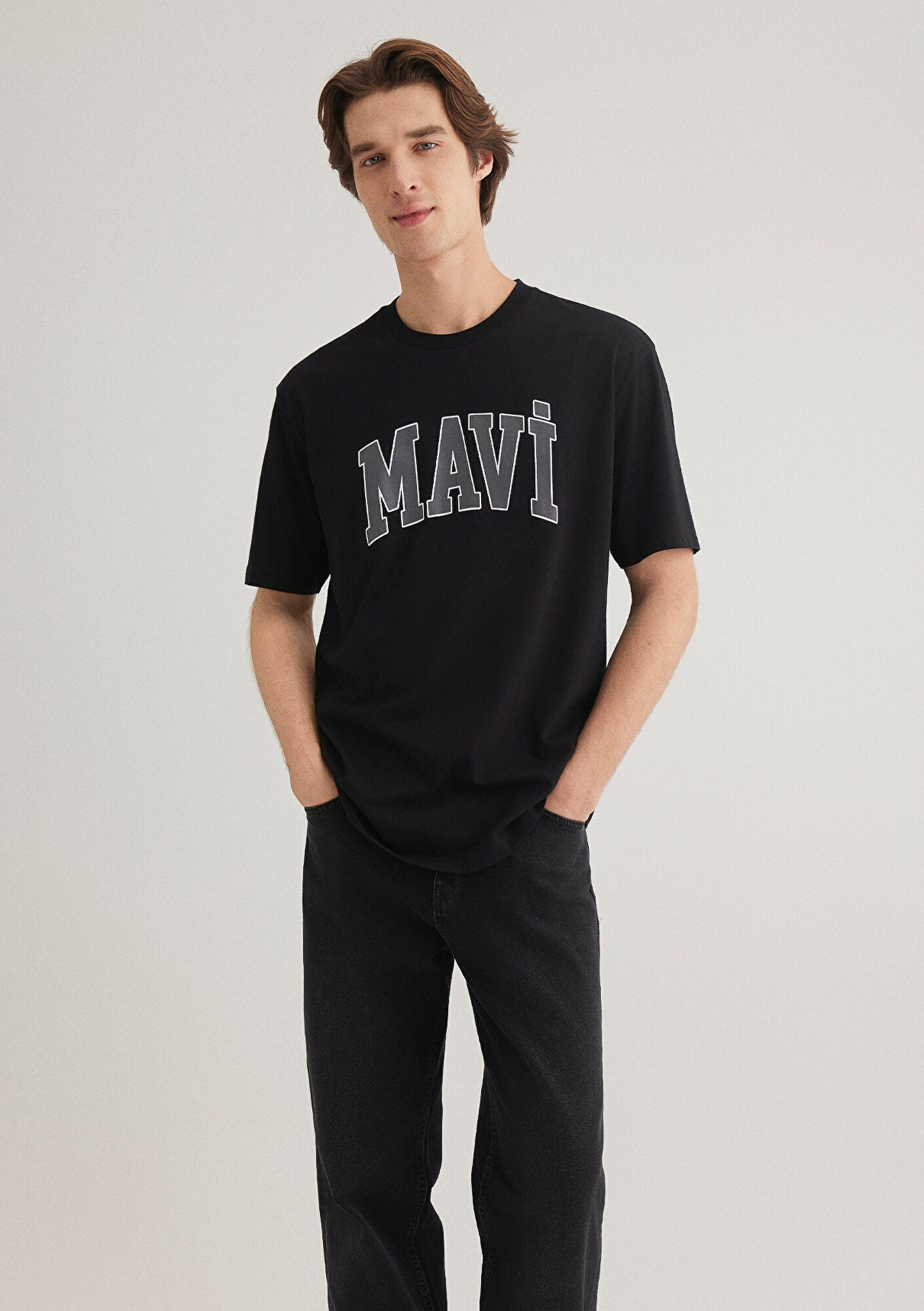 Mavi Logo Printed Black T-Shirt