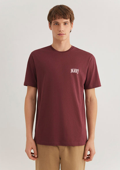 Mavi Logo Printed Burgundy T-Shirt
