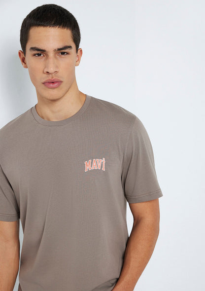 Mavi Logo Printed Brown T-Shirt