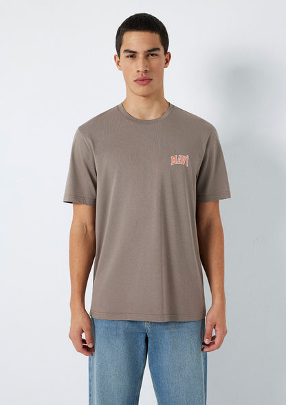 Mavi Logo Printed Brown T-Shirt