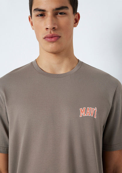 Mavi Logo Printed Brown T-Shirt