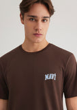 Mavi Logo Printed Brown T-Shirt