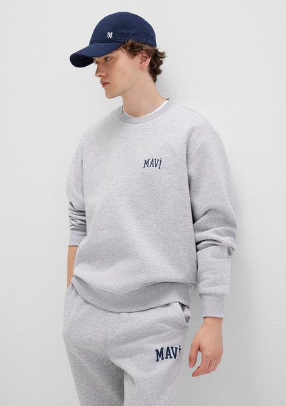 Mavi Logo Printed Grey Sweatshirt