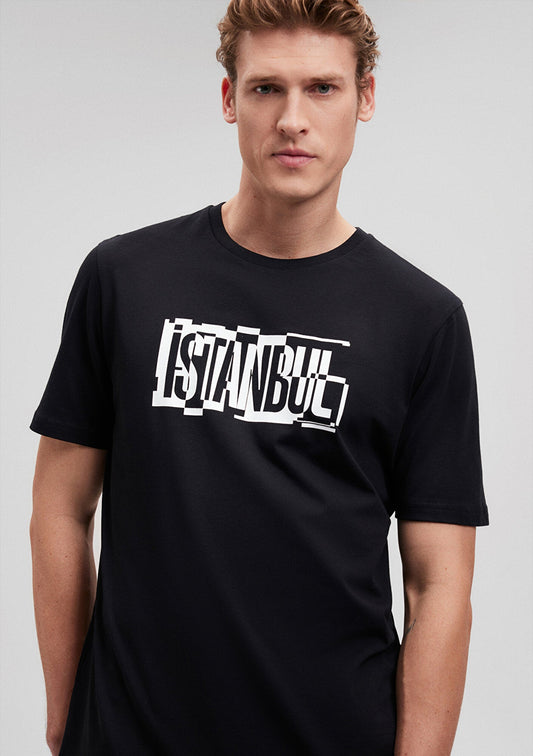 İstanbul Printed Black T-Shirt