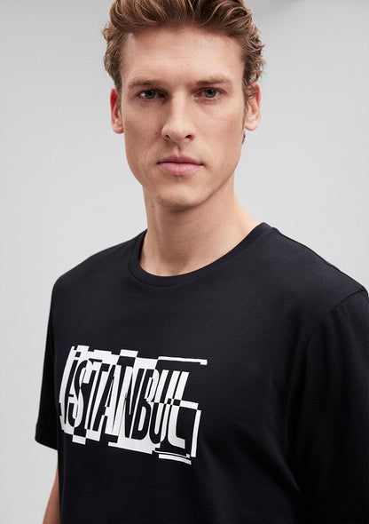 İstanbul Printed Black T-Shirt