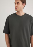 Logo Detailed Grey Basic T-Shirt