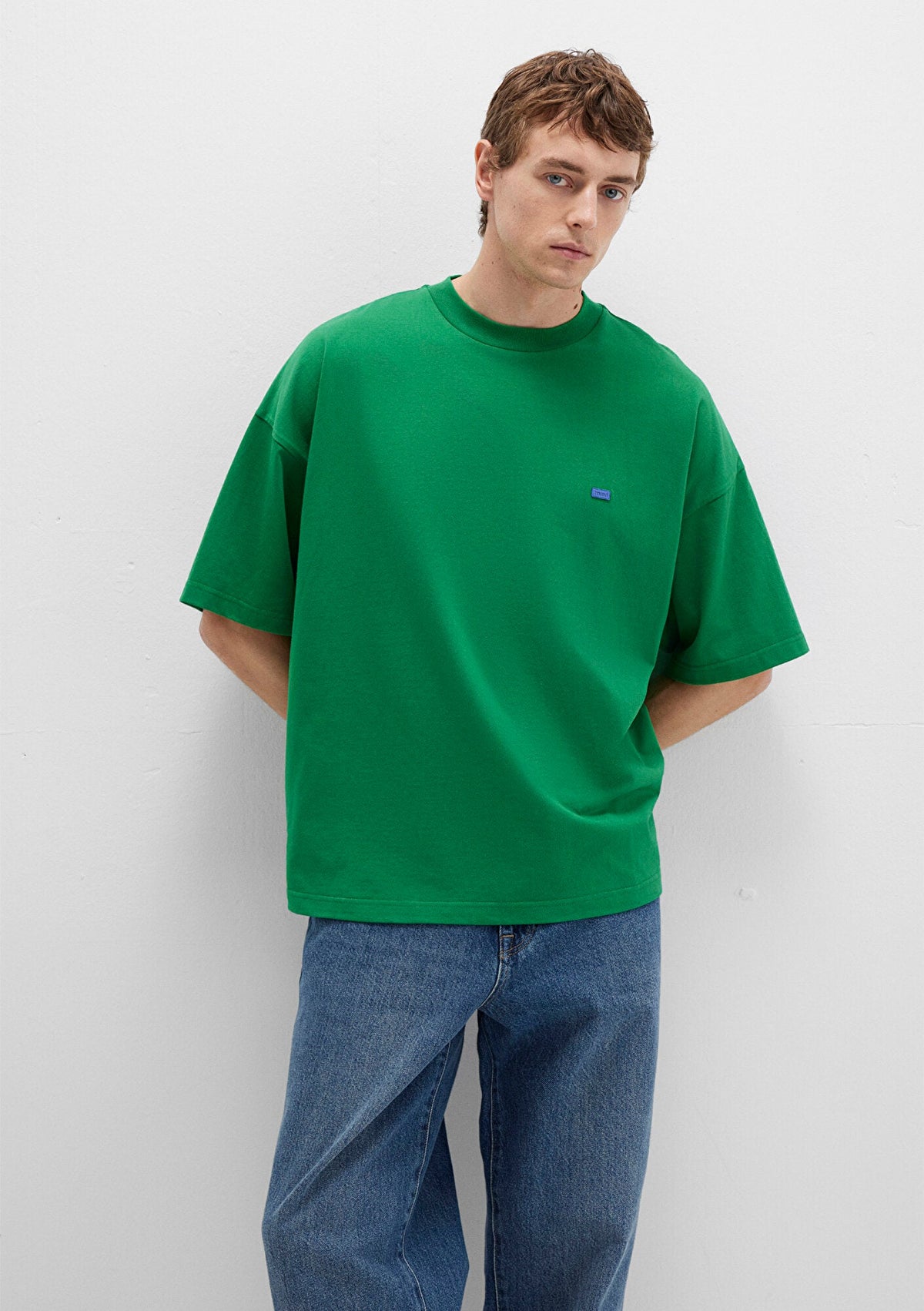 Crew Neck Greem Basic T-Shirt