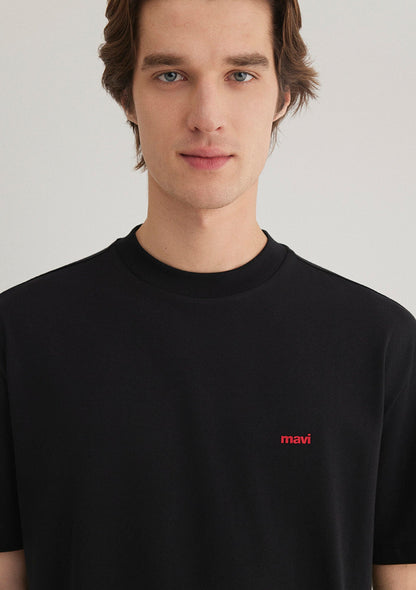 Mavi Logo Printed Black T-Shirt