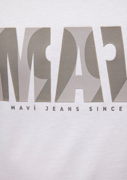 Mavi Logo Printed White T-Shirt