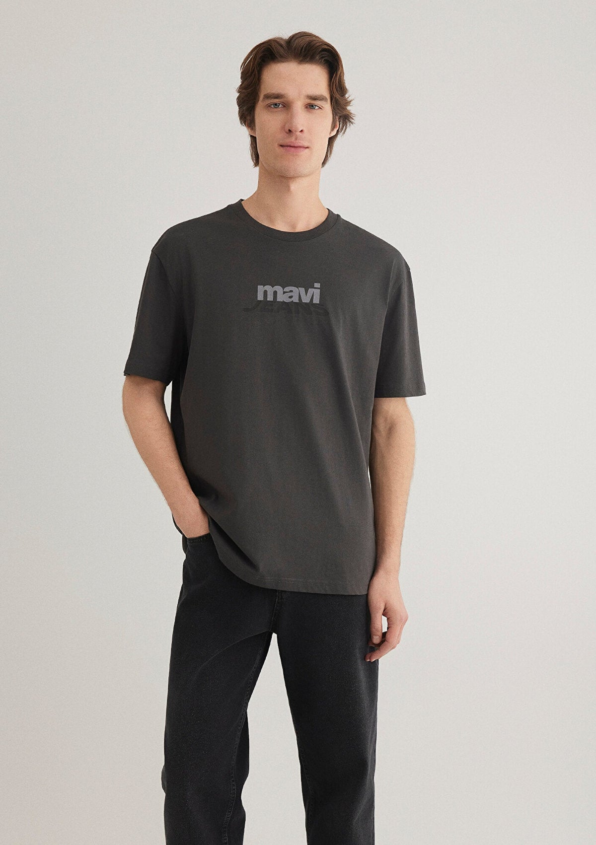 Mavi Logo Printed Anthracite T-Shirt