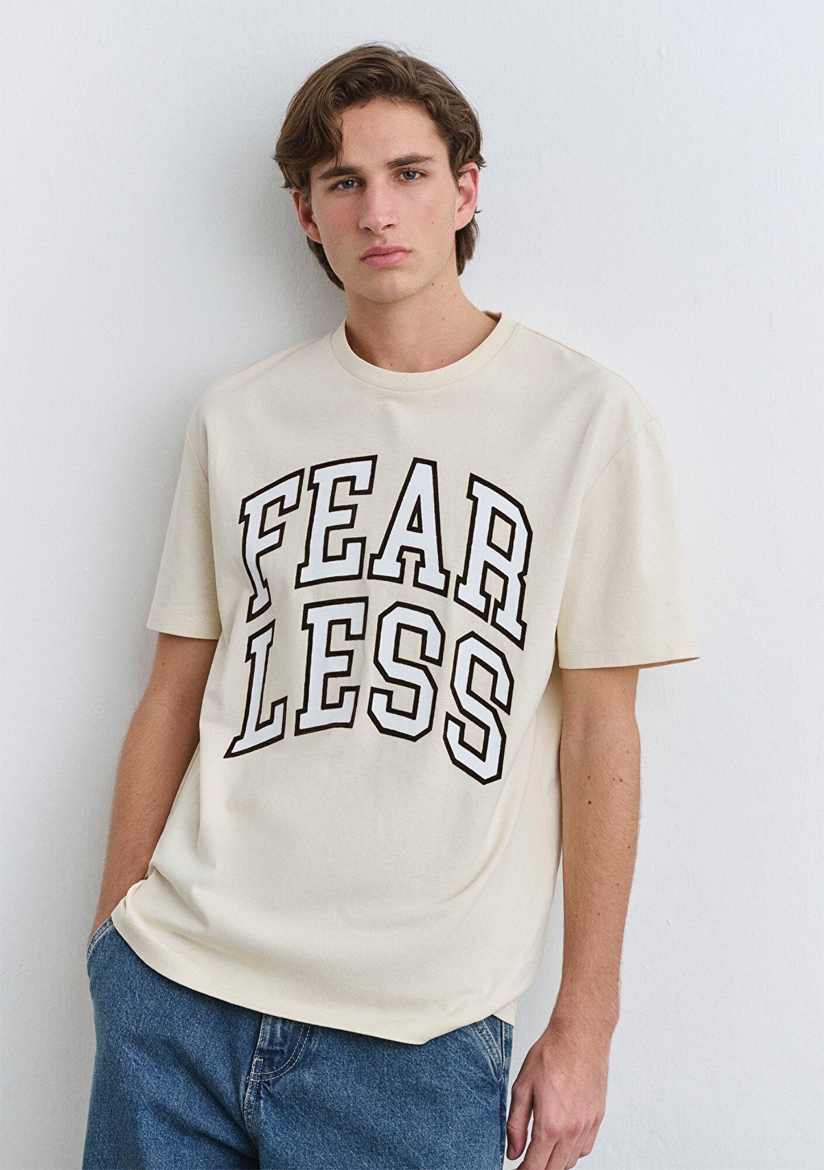 Fearless Printed Ecru T-Shirt