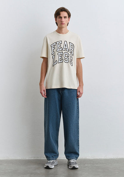 Fearless Printed Ecru T-Shirt