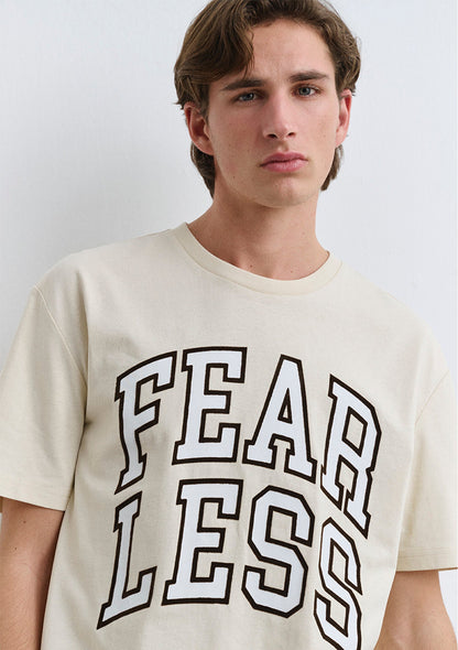 Fearless Printed Ecru T-Shirt
