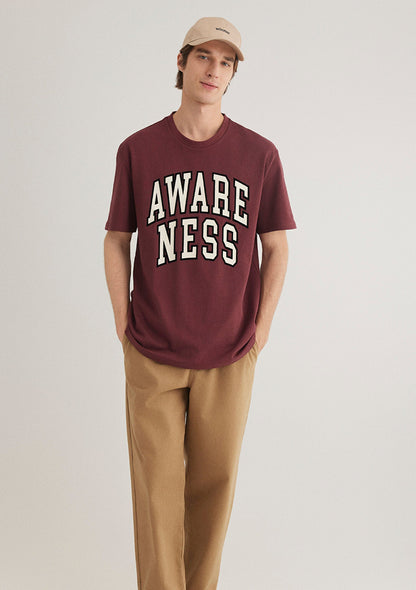 Awareness Printed Red T-Shirt