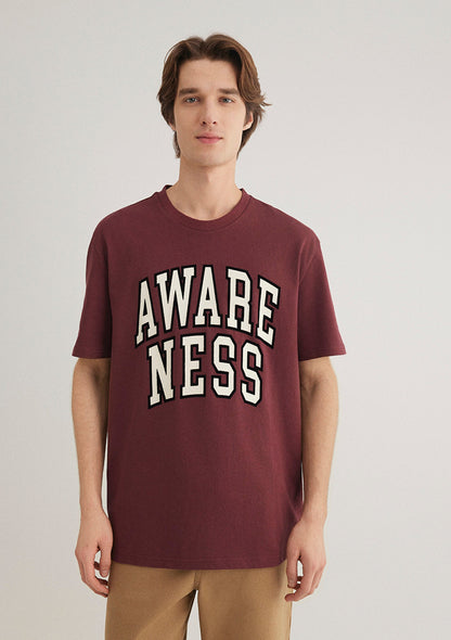 Awareness Printed Red T-Shirt