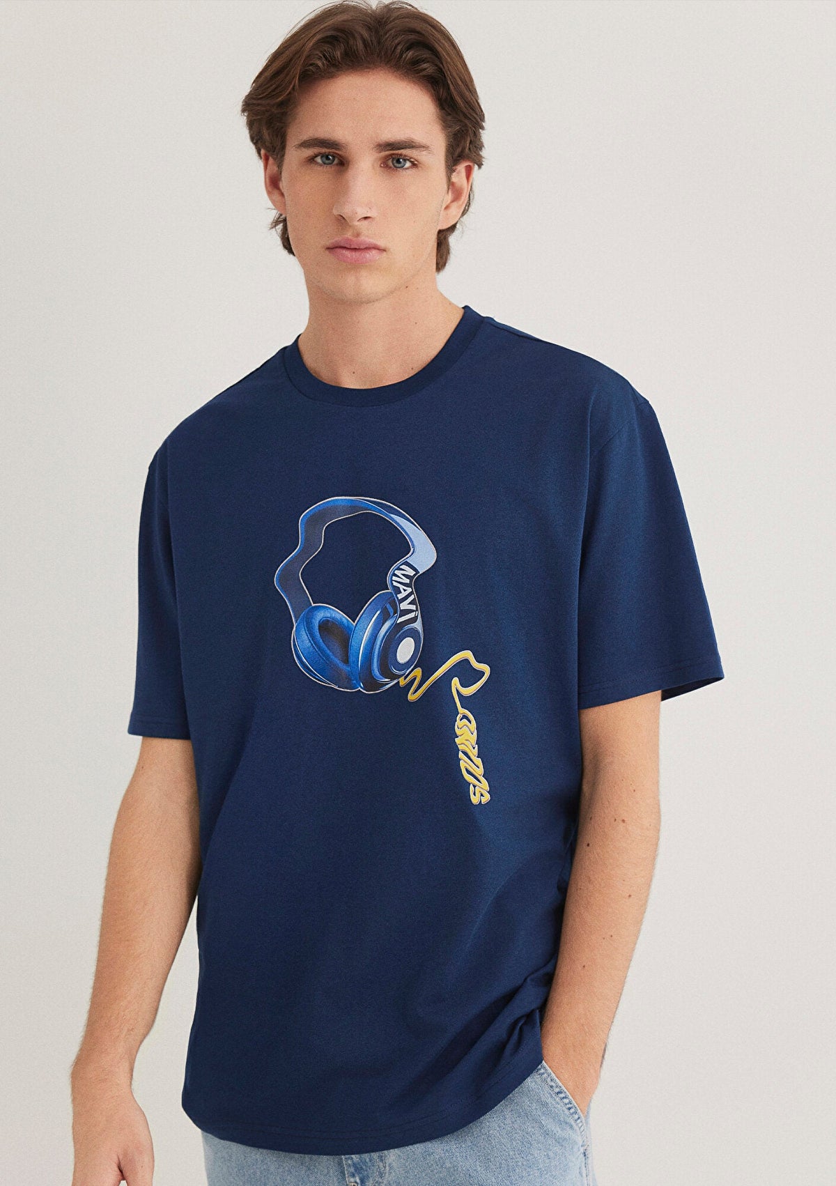 Printed Navy Blue T-Shirt