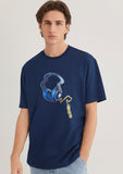 Printed Navy Blue T-Shirt