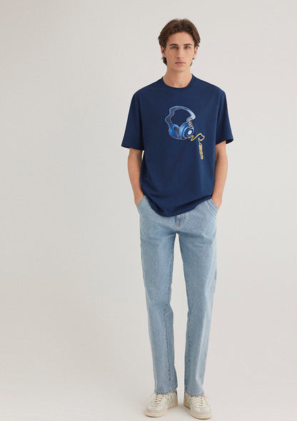 Printed Navy Blue T-Shirt