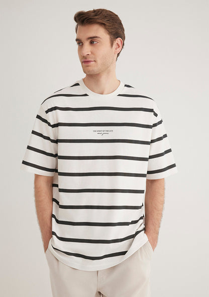 Black Striped Ecru T-Shirt