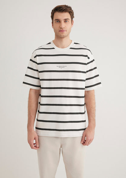 Black Striped Ecru T-Shirt