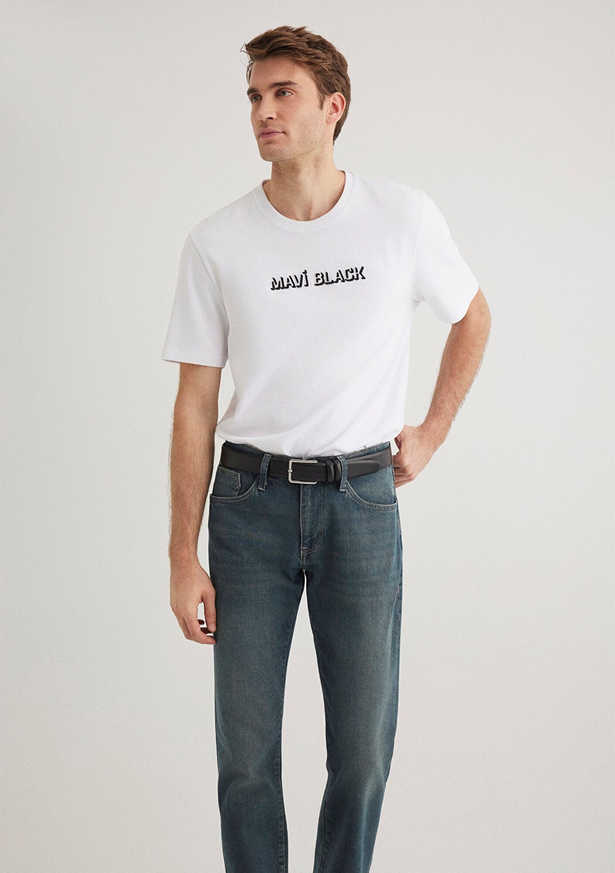 Mavi Black Printed White T-Shirt