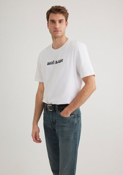 Mavi Black Printed White T-Shirt