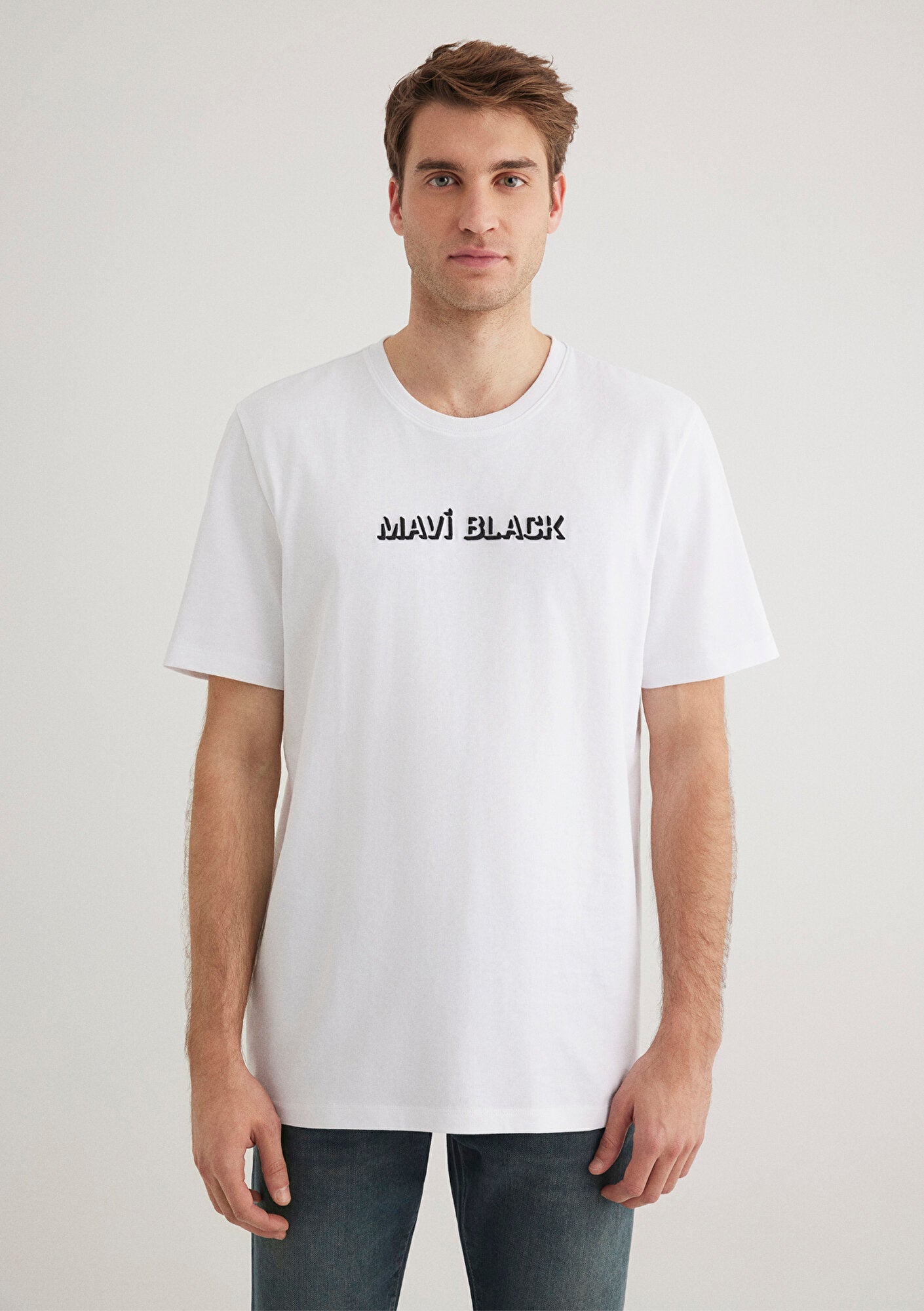Mavi Black Printed White T-Shirt