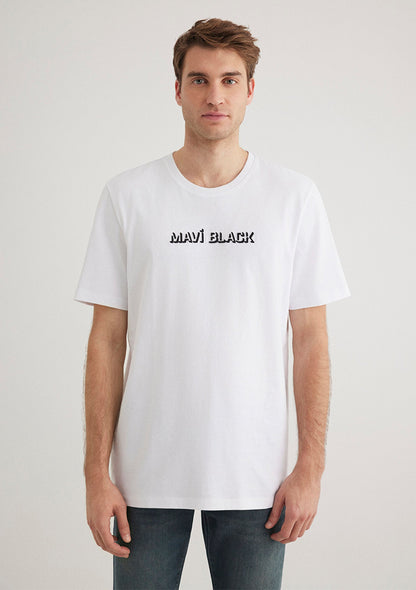 Mavi Black Printed White T-Shirt