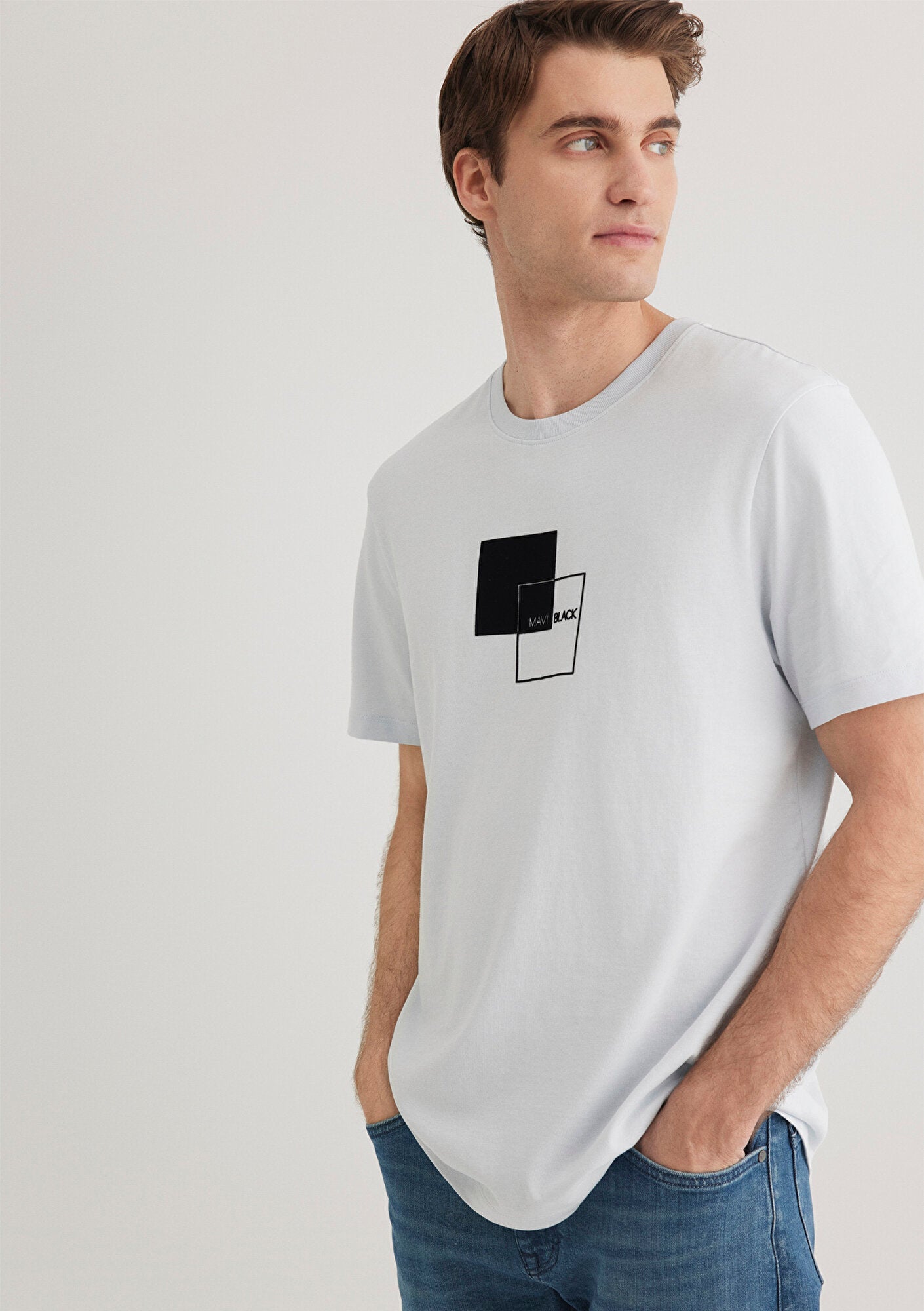 Mavi Black Printed Blue T-shirt