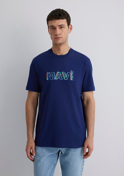 Blue Printed Navy T-Shirt