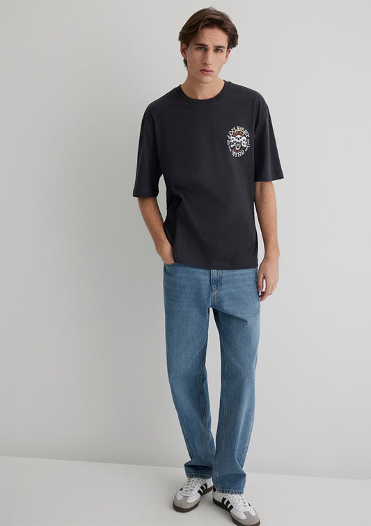 Skull Printed Anthracite T-Shirt