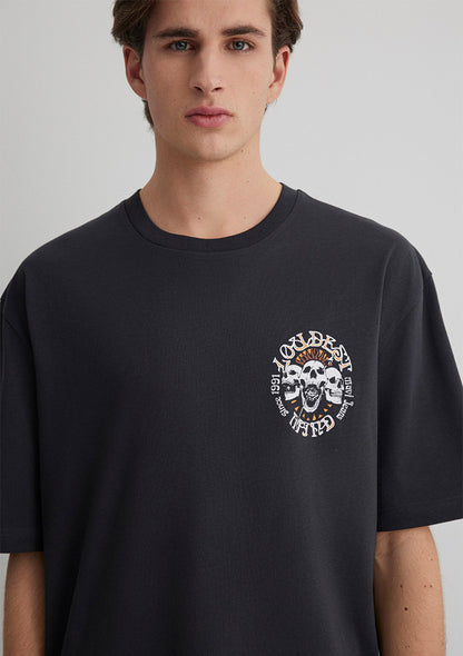 Skull Printed Anthracite T-Shirt