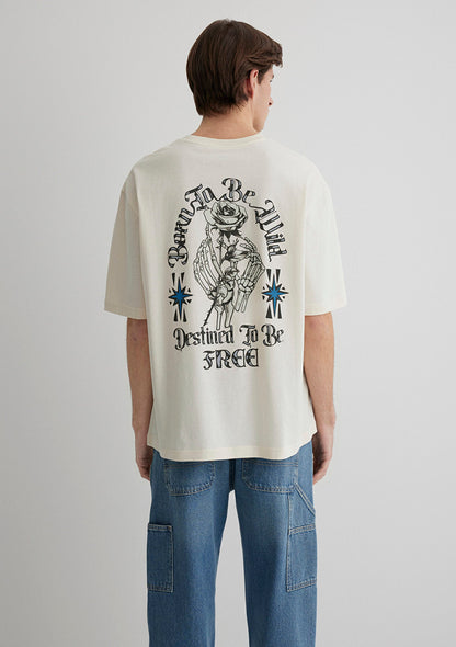 Skull Printed Ecru T-Shirt