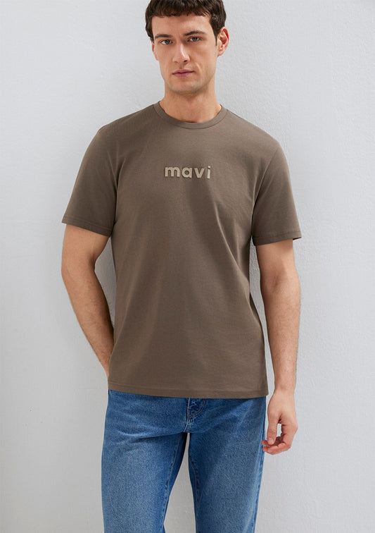 Mavi Logo Printed Brown T-Shirt