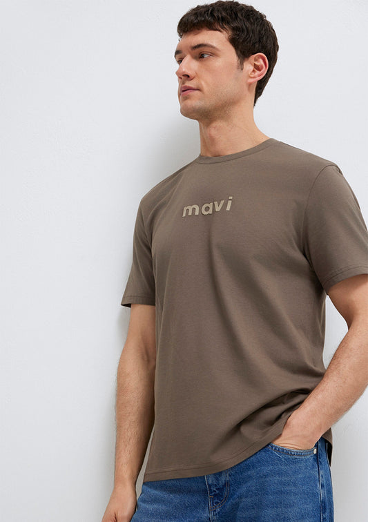 Mavi Logo Printed Brown T-Shirt
