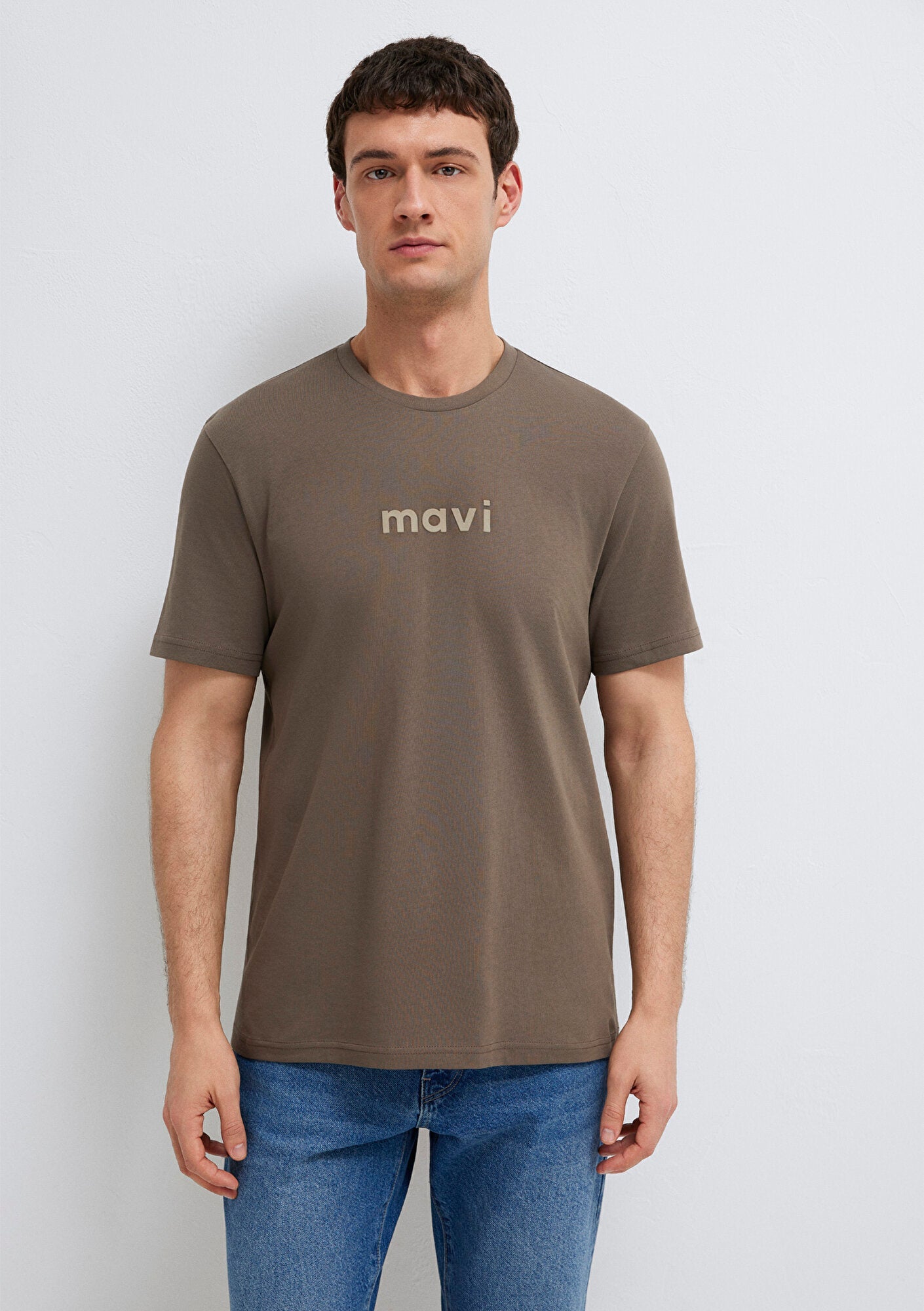 Mavi Logo Printed Brown T-Shirt