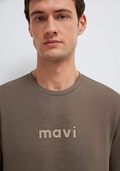 Mavi Logo Printed Brown T-Shirt